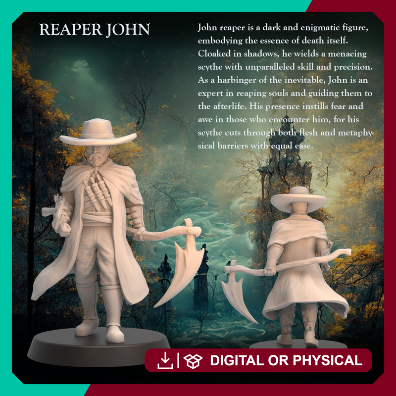 Reaper John -Dark Grim Reaper with Scythe1 - 32mm - Heroic scale