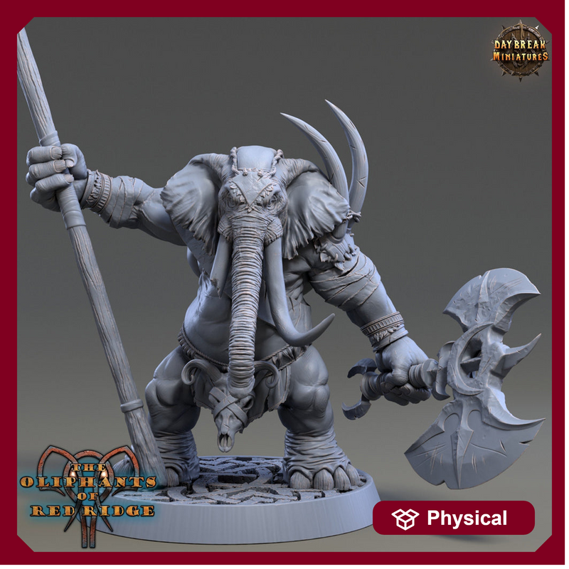 Luxodon Warrior Elephant Race  Scales: 28mm, 32mm,54mm,75mm | D&D 5e Megaboss | Dungeons and Dragons | Pathfinder | Daybreak Miniatures - Only-Games