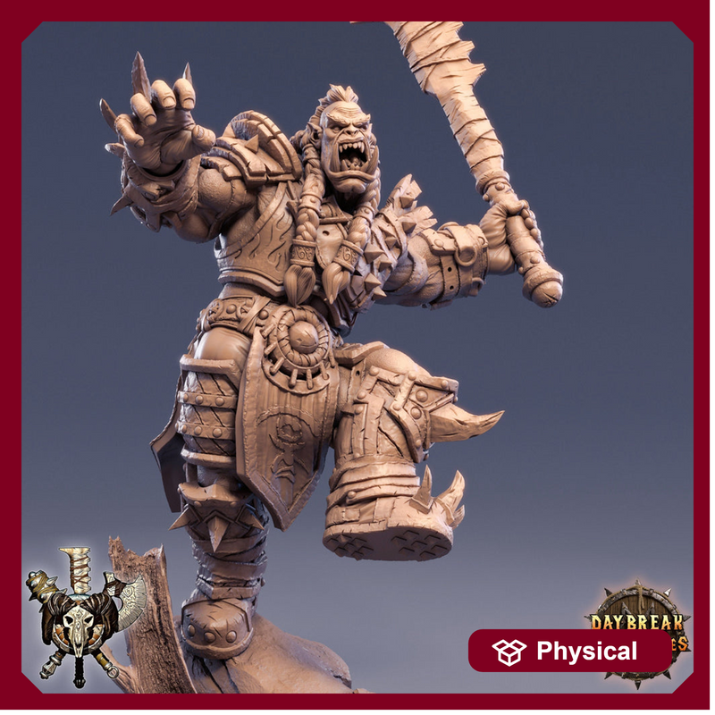 Orc Fighter Barbarian with Great-Cleaver | Scales: 28mm | 32mm |54mm |75mm |100mm  Megaboss | Dungeons and Dragons 5e | Pathfinder | - Only-Games