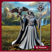 Wizard with Eagle Familiar PC / NPC | Unpainted Miniature | 28mm, 32mm,54mm,75mm, 100mm Scales | Pathfinder Figure | DnD | RPG Figurine  | - Only-Games