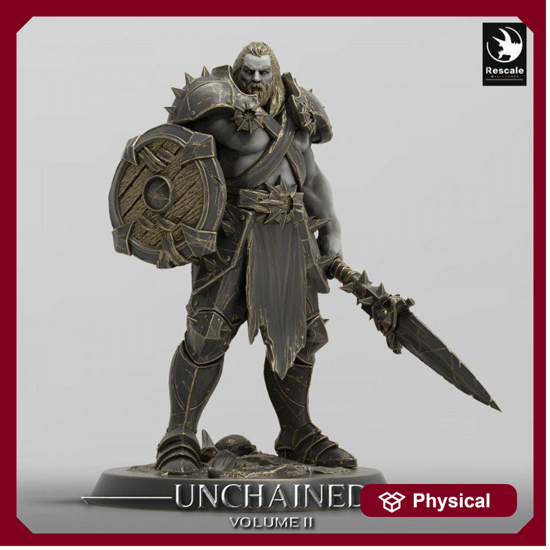 Ranger,Fighter, Spear and Shield, Oathbreaker Paladin, DnD Unpainted Miniature| 28mm, 32mm,54mm,75mm,100mm Scales | Dungeons & Dragons - Only-Games