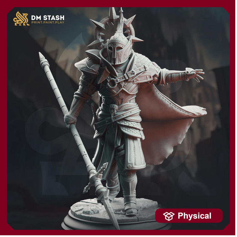 Human Fighter, Paladin, Polearm Master PC / NPC | Unpainted Miniature | 28mm, 32mm, 54mm,75mm, 100mm Scales | Pathfinder Figure | DnD Gift | - Only-Games