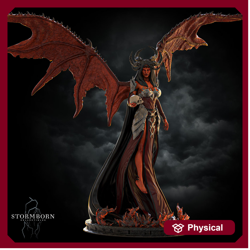 Female Demon, Fiend, Winged Warlock PC NPC D&D Unpainted Miniature | 28mm, 32mm, 54mm,75mm, 100mm Scales | Pathfinder Figure | RPG Gift Idea - Only-Games