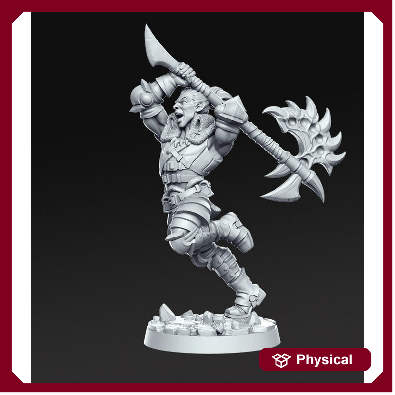 Human Barbarian with Great Axe Miniatures | 28mm Scale | 32mm Scale Miniature | 75mm Scale | Unpainted resin Figurine mini - D&D 5E - Only-Games