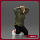 Gangster in hoodie putting his hands behind head