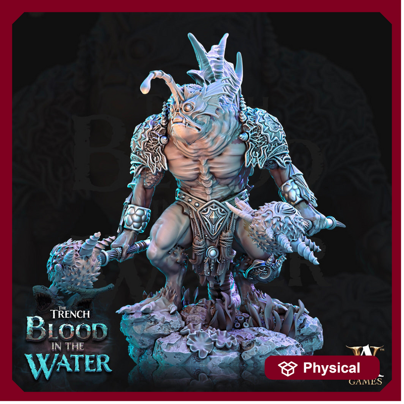 Sahuagin two weapons | Resin Miniature | Dungeons and Dragons | 28mm,32mm,54mm, 75mm, 100m Scales | Pathfinder Sea Devil humanoid | D&D 5e | - Only-Games