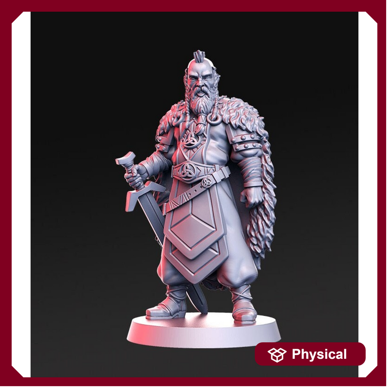 Human Fighter Barbarian | 28mm Scale | 32mm Scale Miniature | 75mm Scale | Male Ranger Barbarian unpainted resin Figurine - D&D - Only-Games