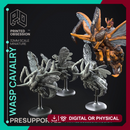 Wasp Cavalery - 3 Mounted Fighters -  PRESUPPORTED - Illustrated and Stats - 32mm scale