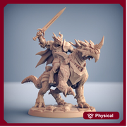 Dragonborn Knight Paladin Fighter Mounted on Dragonling | 28mm, 32mm, 54mm, 75mm Scale Resin Miniature | Dungeons and Dragons | Pathfinder | - Only-Games