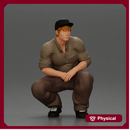 Gangster man crouching in a relaxed pose wearing casual clothing and cap