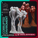 Corrupted Trees & Eggs - 5 Horror Environment Models - The Mists of Change - PRESUPPORTED - 32mm scale