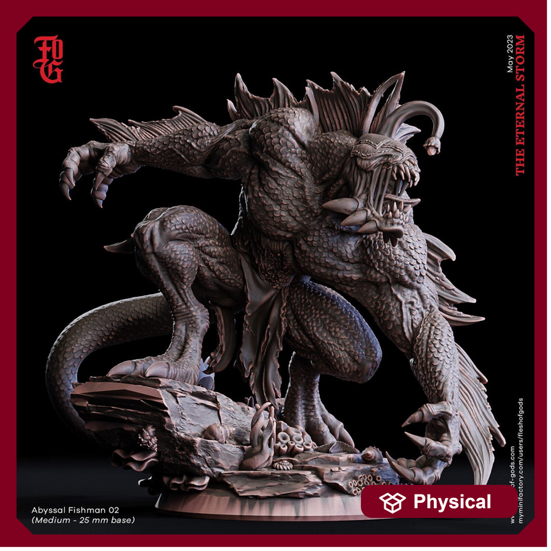 Sahuagin, Sea Devil humanoid | 28mm, 32mm,54mm,75mm,100mm Scales | Monster Mini Minis -D&D 5e Pathfinder Figurine | Flesh of Gods - Only-Games
