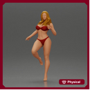 Stylized female figure posed dynamically in minimal attire