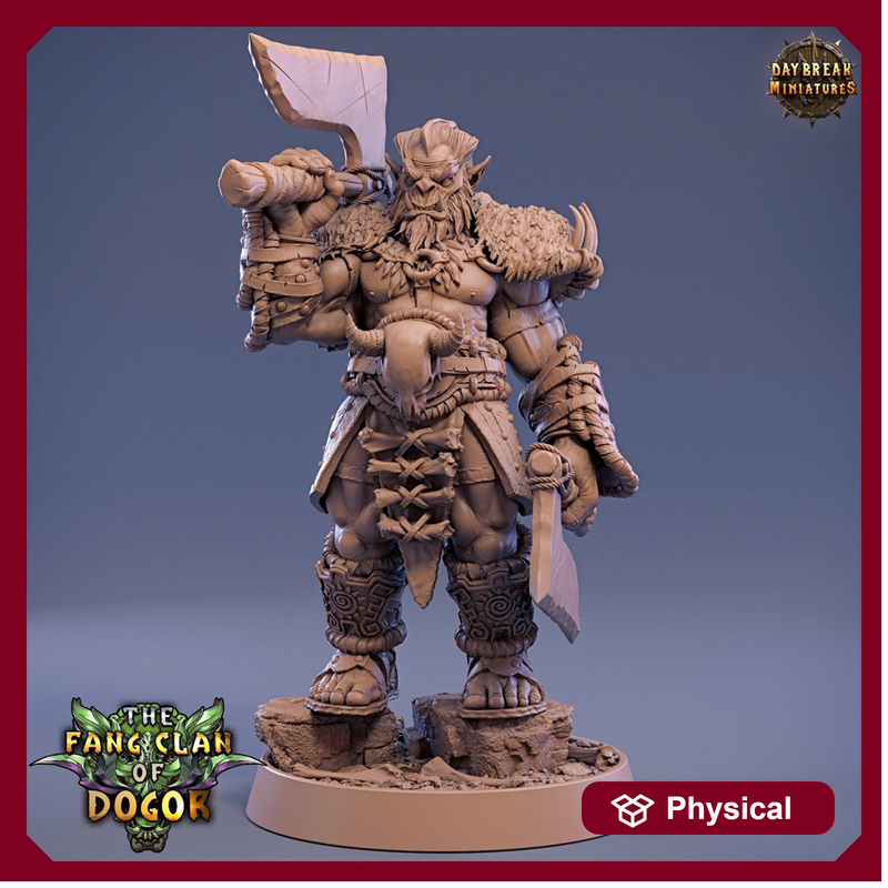 Bugbear Fighter Warrior Barbarian with 2 Axes | Scales 28mm |32mm |75mm | Megaboss | Dungeons and Dragons |Pathfinder | Daybreak Miniatures - Only-Games