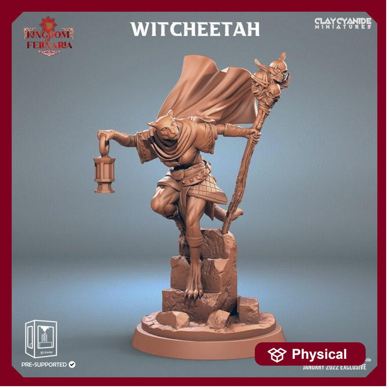 Female Tabaxi Druid, Wizard, Cleric- Werepanther, Werecat, Catfolk | 28mm, 32mm,54mm, 75mm, 100mm Scale Miniature |D and D|Pathfinder - Only-Games