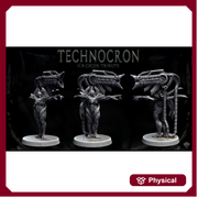 Sci-Fi Miniature Robot Infantry, H.R Giger Style | Base Diameter Sizes: 25mm,32mm, 50mm, 65mm,80mm | Resin Mini | Mini Monster Mayhem - Only-Games