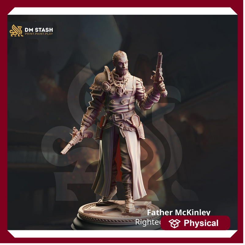 Human Fighter, Gunslinger Inquisitor, Cleric | Unpainted Miniature | 28mm, 32mm, 54mm,75mm, 100mm Scales | Pathfinder Figure | DnD | - Only-Games
