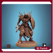 Skeleton Oriental Warrior Spear and Shield | Undead Unpainted miniature DnD | 28mm, 32mm, 54mm, 75mm,100mm | Pathfinder | Rescale Miniatures - Only-Games