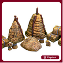 Hayricks and stacks of hay