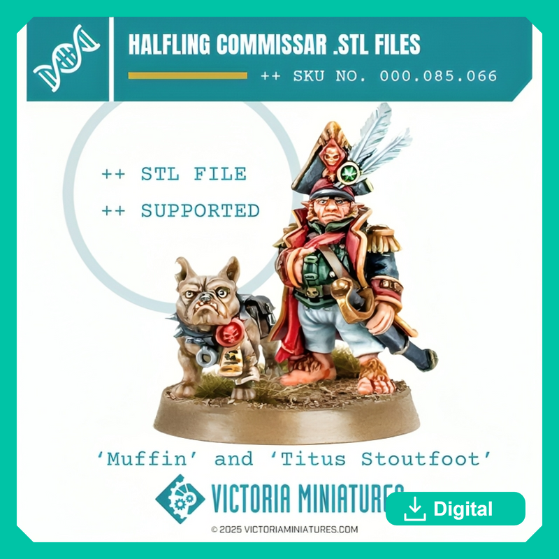 Halfling Commissar and Dog .STL Download - Only-Games