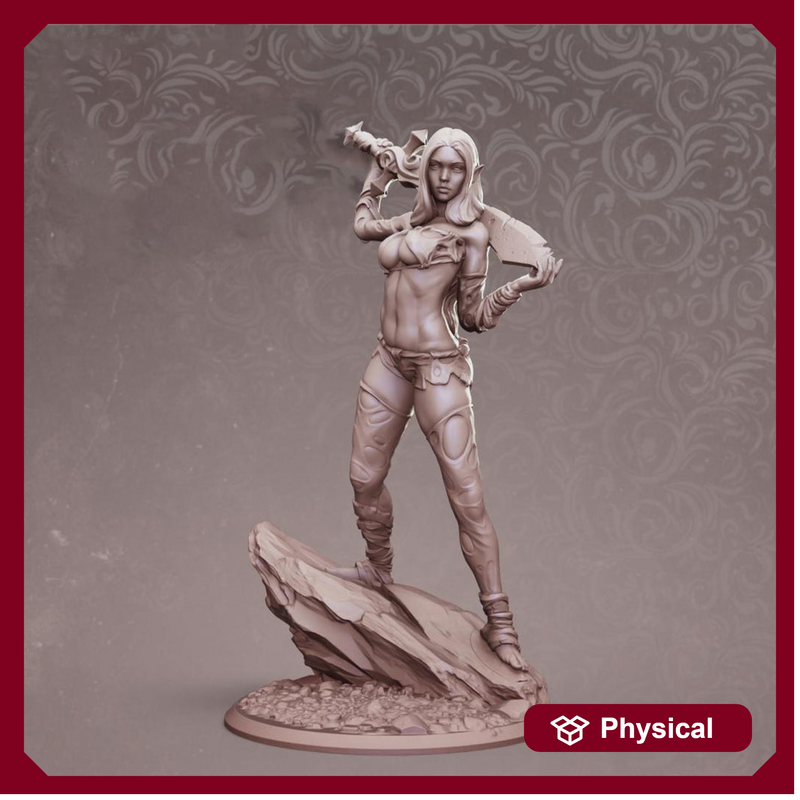 Elf Pinup Female Fighter, Rogue, Bladesinger Wizard PC or NPC | 28mm, 32mm, 54mm, 75mm, 100mm Scales | Dungeons and Dragons | Pathfinder - Only-Games