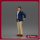 Confident Businessman Character Standing Pose in Casual Suit and Shoes