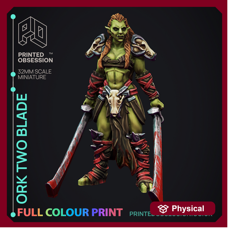 Two Blade - Orc - Pre-Coloured - 32mm Scale - Only-Games