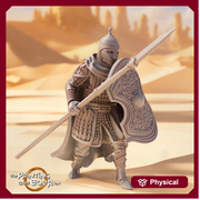 Human Fighter Paladin in Chainmail Spear & Shield Unpainted Miniature |28mm, 32mm, 54mm, 75mm, 100mm Scales | Pathfinder Figure DnD Figurine - Only-Games