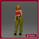 Urban dancer showcasing attitude in red tube top cargo pants pose