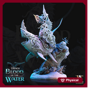 Sahuagin Trident and Shield mounted on Shark  | 28mm, 32mm Scales | Archvillain Games | Dungeons and Dragons Pathfinder Underwater Adventure - Only-Games