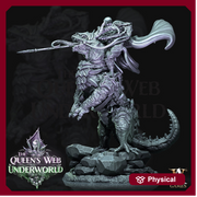 Mounted Dark Elf Fighter on Riding Lizard | 28mm and 32mm scale| DnD 5e Miniature | Drow Rider | Dungeons and Dragons| Pathfinder - Only-Games