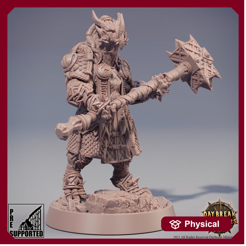 Dragonborn Paladin 2handed Maul model | 28mm, 32mm, 75mm Scale Resin Miniature | Dungeons and Dragons Miniatures | Pathfinder | - Only-Games