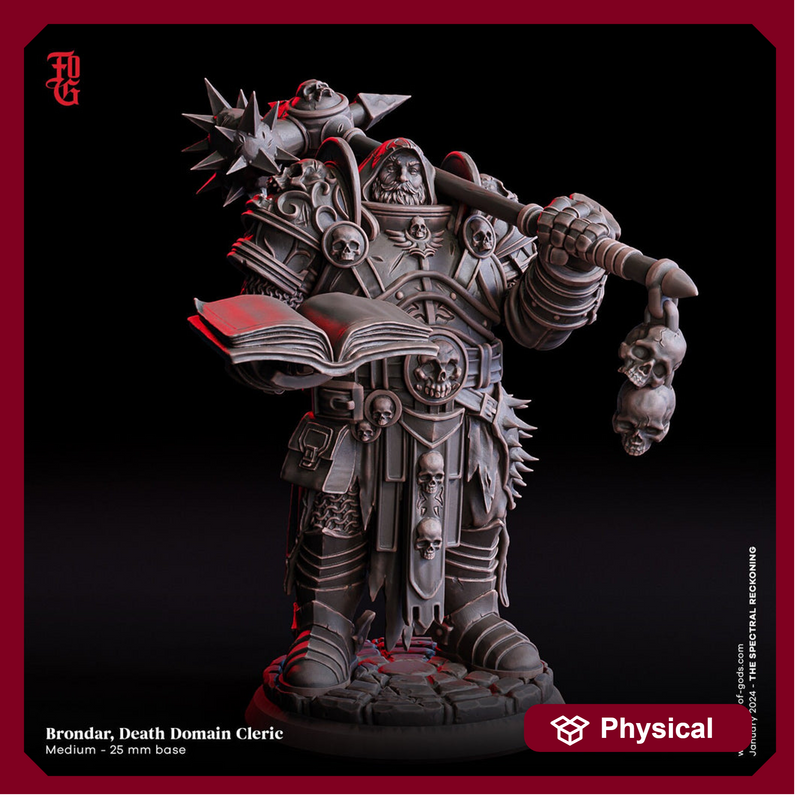 Human Cleric Death Domain, Paladin | 28mm,32mm,54mm,75mm,100mm Scales | Player Character  -D&D 5e Pathfinder Figurine | Flesh of Gods - Only-Games