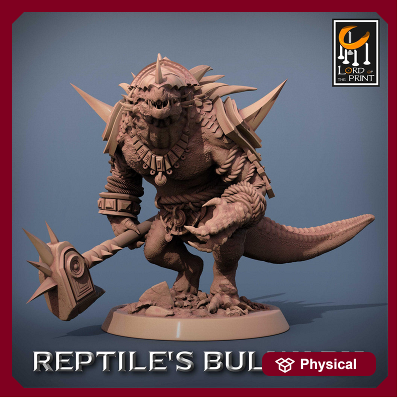 Lizardfolk Lizardman Warrior | 28mm, 32mm,54mm, 75mm, 100mm | Dungeons and Dragons | Unpainted Figure | Rescale Miniatures - Only-Games