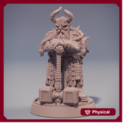 Dwarf Fighter | Dwarf | Hammer & Shield | Dungeons and Dragons | 28mm, 32mm, 54mm,75mm, 100mm Scale| Pathfinder | Figure for Painting - Only-Games