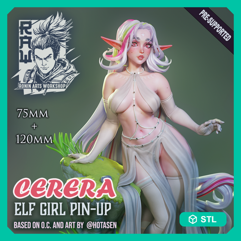 Cerera - Elf Pin-Up (75mm and 120mm) - STL only - Only-Games