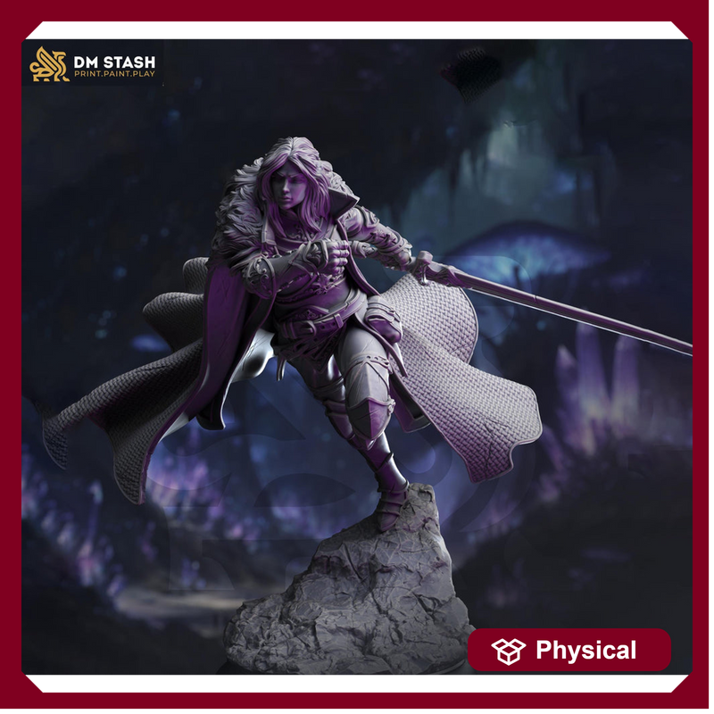 Female Fighter, Ranger, Paladin,  Sword  D&D 5e Mini | 28mm, 32mm,54mm,75mm,100mm Scales | Dungeons and Dragons Pathfinder | DM Stash - Only-Games