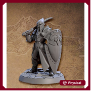 Elf Paladin Fighter Sword and Shield | 28mm, 32mm, 54mm,75mm,100mm Scale Resin Miniature Dungeons and Dragons D&D Pathfinder | Artisan Guild - Only-Games