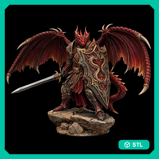 Winged Dragonborn Paladin STL, Zavorak Drakon Paladin, PaintedOrNot Original Digital Mini for DnD 5E - Only-Games