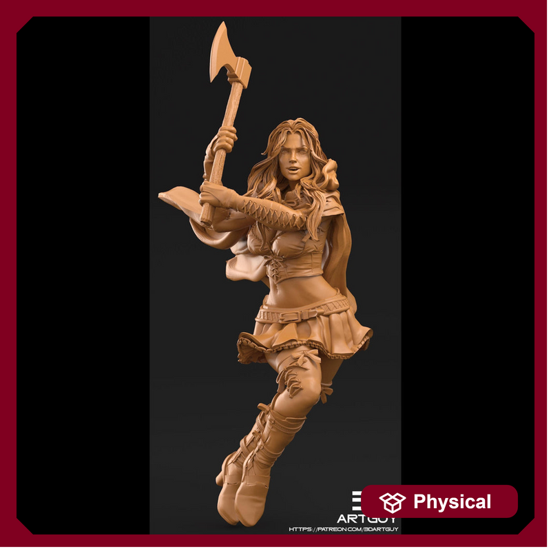 Pinup Human Sexy Female Fighter with Axe PC or NPC | 28mm, 32mm Scales also 50mm and 100mm | Dungeons and Dragons | Pathfinder | - Only-Games