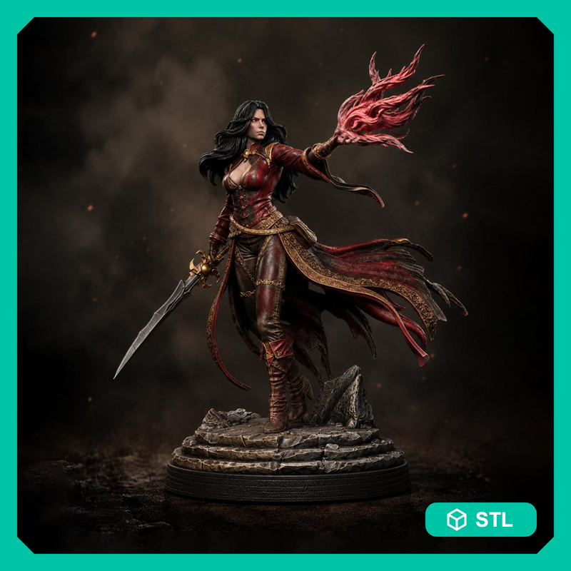 Malyra Eldritch Warlock STL | Female Tiefling Spellcaster Digital Mini for DnD 5E - Only-Games