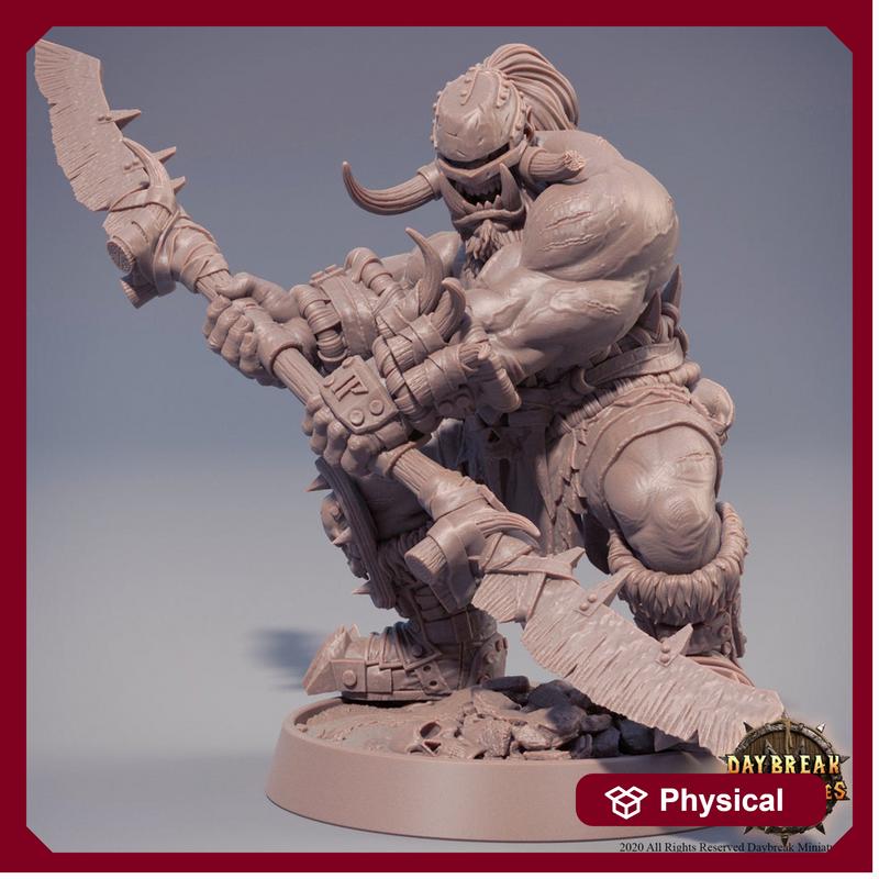 Orc War Chief | Orc barbarian | Polearm master | Megaboss | Dungeons and Dragons | 28mm,32mm,54mm,75mm,100mm Scale  Pathfinder | Barbarian| - Only-Games