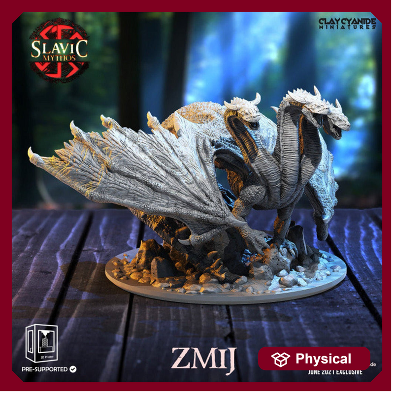 Dzalmus -Dzalmaus 3 headed dragon  | 85mm tall Resin Miniature | Dungeons and Dragons | Pathfinder Miniatures | DnD 5e | Figure Role Playing - Only-Games