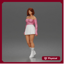 Trendy young woman character standing pose in off shoulder top skirt outfit