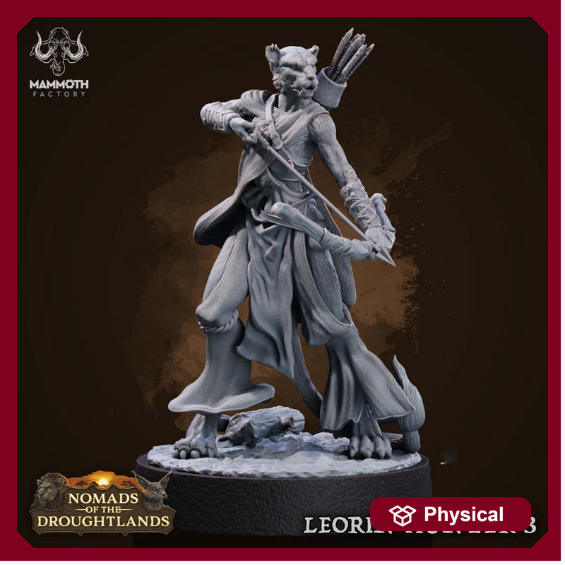Female Leonin LionFolk Tabaxi Fighter Ranger Unpainted | 28mm,32mm,54mm,75mm,100mm Scale | Resin Dungeons and Dragons D&D 5e  | Pathfinder | - Only-Games