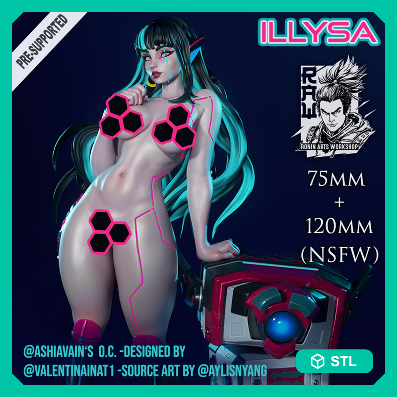ILLYSA - Cyberpunk PinUp (NSFW) - 75mm and 120mm - STL only