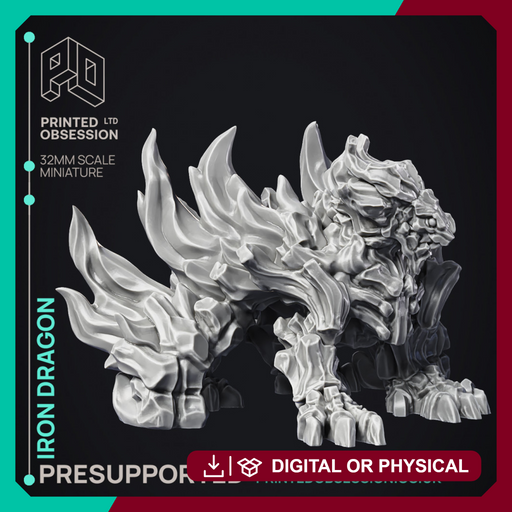 Iron Dragon - Large Monster - PRESUPPORTED - Hell Hath No Fury - 32mm scale - Only-Games