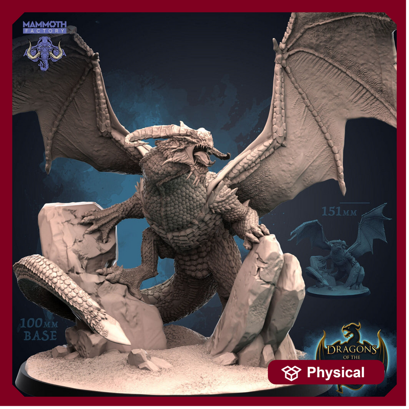 Black Dragon | Resin Miniature | Available in 28mm, 32mm Scales | Dragon Queen | Dungeons and Dragons D&D 5e | Mammoth Factory - Only-Games