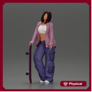 Skater girl wearing crop top cargo pants relaxed pose