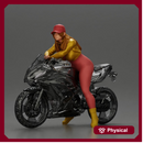 Bold Woman Riding a Sleek Motorcycle in jacket and cap
